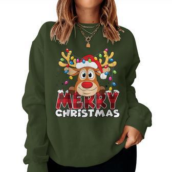 Merry Christmas Reindeer Xmas Santa Claus Women Women Sweatshirt - Thegiftio UK