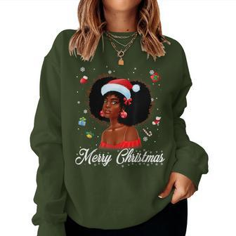 Merry Christmas Santa Black Girl African American Women Women Sweatshirt - Monsterry DE