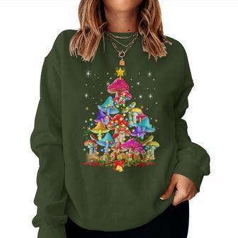 Mushroom Lover Xmas Mushroom Christmas Tree Women Sweatshirt | Mazezy