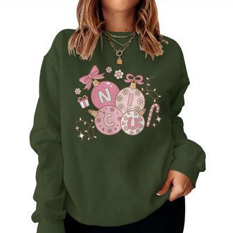 Nicu Christmas Pink Intensive Care Unit Nurse Christmas Women Sweatshirt - Monsterry