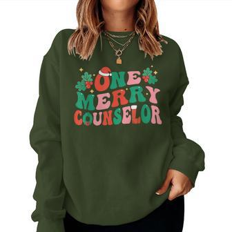 One Merry 5Th Grade Teacher Christmas Teacher Counseling Women Sweatshirt - Seseable