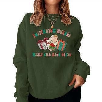 Postpartum Nurses Christmas We Wrap The Best Presents Women Sweatshirt | Mazezy