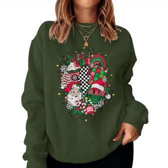 Retro Vintage Groovy Merry Christmas With Santa Claus Women Sweatshirt - Monsterry