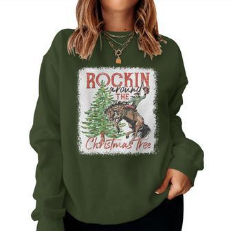 Rocking Around The Christmas Tree Christmas Cowboy Horse Women Sweatshirt | Mazezy