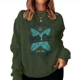 Santa Cruz Ride The Wave Summer Surf Surfer Girl Women Sweatshirt - Monsterry UK