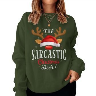 Sarcastic Christmas Deer Pjs Xmas Family Matching Women Sweatshirt - Monsterry