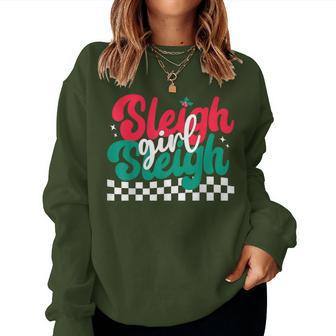 Sleigh Girl Sleigh Christmas Retro Xmas Holiday Women Sweatshirt - Seseable