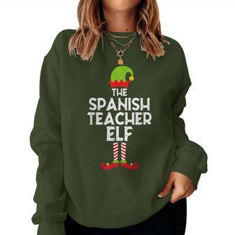 Spanish Teacher Elf Matching Family Group Christmas Pajama Women Sweatshirt - Monsterry CA
