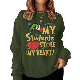 My Students Stole My Heart Christmas School Teacher Women Sweatshirt - Seseable