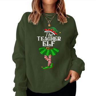 Teacher Elf Christmas Costume Matching Family Elf Squad Women Sweatshirt - Seseable