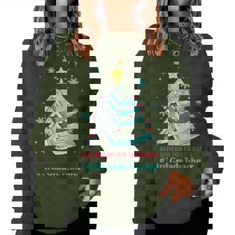 Tree All Booked For Christmas 3Rd Grade Teacher Women Sweatshirt | Seseable CA