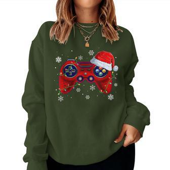 Video Game Controller Christmas Santa Hat Gamer Boys Girls Women Sweatshirt - Seseable