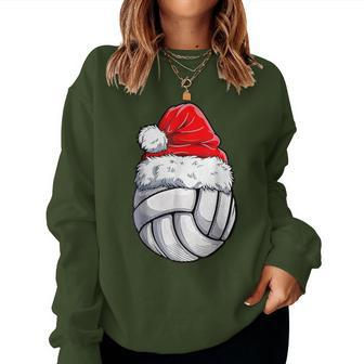 Volleyball Ball Christmas Santa Hat Xmas Sport Women Women Sweatshirt - Seseable