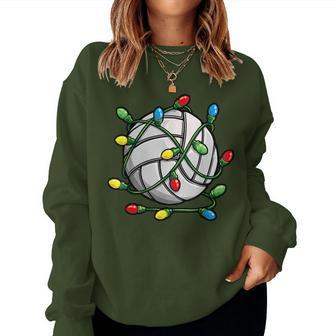 Volleyball Christmas Ball Xmas Lights Girls Boys Sport Women Sweatshirt | Mazezy