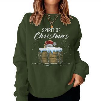 Whiskey Spirit Christmas Barrel Santa Hat Women Sweatshirt | Seseable UK