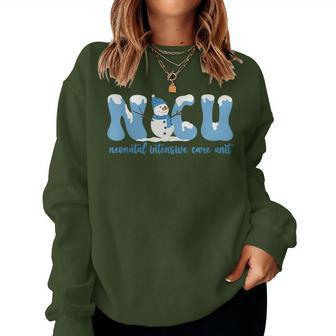 Winter Nicu Nurse Xmas Snowman Neonatal Intensive Care Unit Women Sweatshirt | Mazezy CA