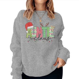 Auntie Claus Christmas Lights Pajama Family Matching Outfit Women Sweatshirt - Monsterry DE