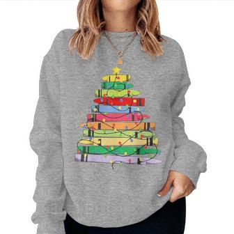 Crayon Christmas Tree Teacher Student Xmas Teacher Pajamas Women Sweatshirt - Seseable