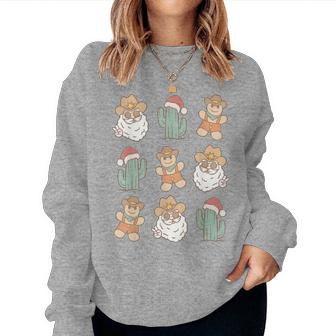 Howdy Christmas Cowboy Santa Retro Christmas Cowgirl Western Women Sweatshirt - Thegiftio UK