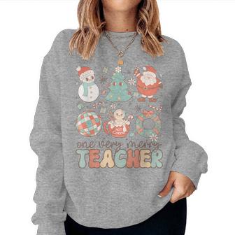 In My Very Merry Teacher Era Christmas Teacher Groovy Retro Women Sweatshirt - Thegiftio UK
