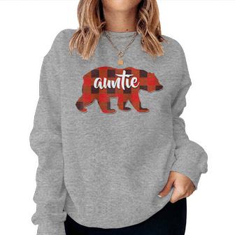 Red Plaid Auntie Buffalo Matching Family Pajama Christmas Women Sweatshirt - Monsterry