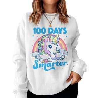 100 Days Smarter Unicorn Girls Teacher 100Th Day Of School Women Sweatshirt - Monsterry AU