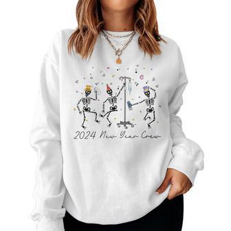 2024 New Year Crew Skeleton Dancing Nurse Icu Er Women Sweatshirt - Monsterry AU