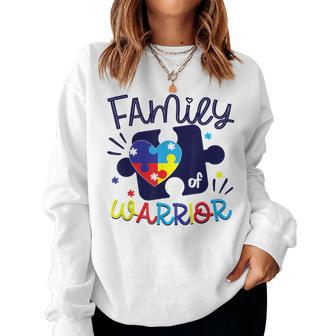 Autism Awareness Family Of Warrior Bro Sis Mom Dad Awareness Women Sweatshirt - Monsterry DE