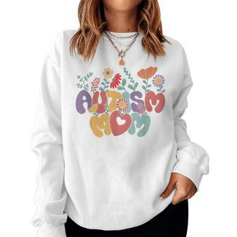 Autism Mom Retro Vintage Groovy Autism Awareness Women Women Sweatshirt - Monsterry CA