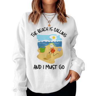 Beach Is Calling And I Must Go Cute Beach Scene For Girls Women Sweatshirt - Monsterry