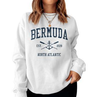 Bermuda Vintage Navy Crossed Oars & Boat Anchor Women Sweatshirt - Monsterry CA