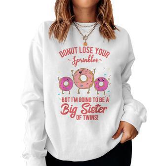 Big Sister Of Twins Baby Announcement Twin Girls Baby Reveal Women Sweatshirt - Monsterry UK