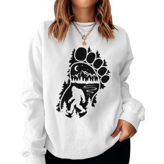 Bigfoot Sasquatch Footprint In The Mountains For Women Women Sweatshirt - Monsterry