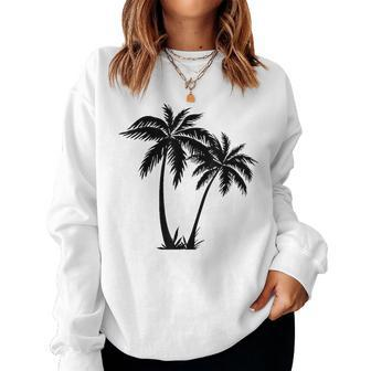 Black White Palm Trees Summer Sun Beach Men Women Sweatshirt - Monsterry CA
