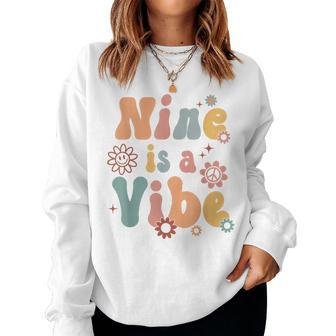 Boho Nine Is A Vibe Cute 9Th Birthday Girl Boy Women Sweatshirt | Mazezy