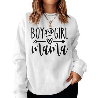Boy And Girl Mama Mom Of Two Mommy Mother's Day Women Women Sweatshirt - Monsterry