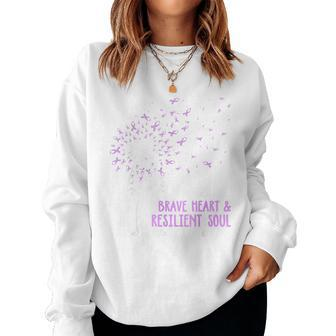 I Have A Brave Heart & Resilient Soul Dandelion Purple Up Women Sweatshirt - Monsterry