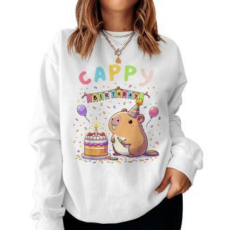 Cappy Birthday Capybara Lovers Girl Boy Happy Birthday Party Women Sweatshirt - Seseable