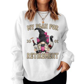 Cat And Wine Retirement Plan For Retired Cat Grandma Women Sweatshirt - Monsterry DE