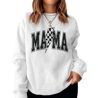 Checkered Mama Lightning Bolt Mother's Day For Mom Mother Women Sweatshirt | Mazezy