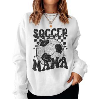 Checkered Soccer Mama Retro Soccer Mom Soccer Season Women Sweatshirt | Mazezy