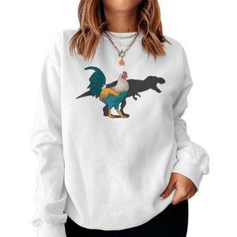 Chicken Dinosaur Shadow T Rex Hen Lover Cute Chicken Farmer Women Sweatshirt - Monsterry CA