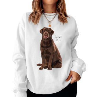 Chocolate Labrador Retriever Lab Dog Mom Dad Puppy Women Sweatshirt - Monsterry