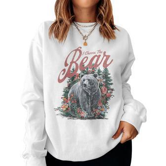 I Choose The Bear Motivational Team Bear Woods Girls Floral Women Sweatshirt - Monsterry AU