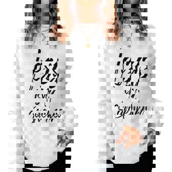 Christian Salvation Quote Cute Saying Jesus Is My Superhero Women Sweatshirt - Thegiftio