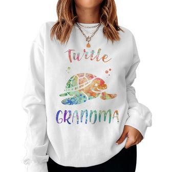 Colorful Turtle Grandma Promoted To Grandma 2021 Nana Women Sweatshirt - Monsterry