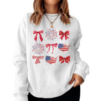 Coquette Bow 4Th Of July Usa American Patriotic Girl Women Sweatshirt - Monsterry AU