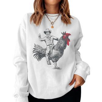 Cowboy Riding Chicken Women Sweatshirt - Monsterry