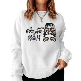 Cute Jiu-Jitsu Mom Leopard Messy Bun Jiu Jitsu Women Sweatshirt - Monsterry DE