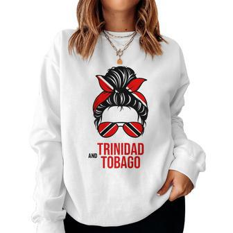 Cute Trinidad And Tobago Messy Bun Trinidadian Wife Mom Girl Women Sweatshirt - Monsterry AU